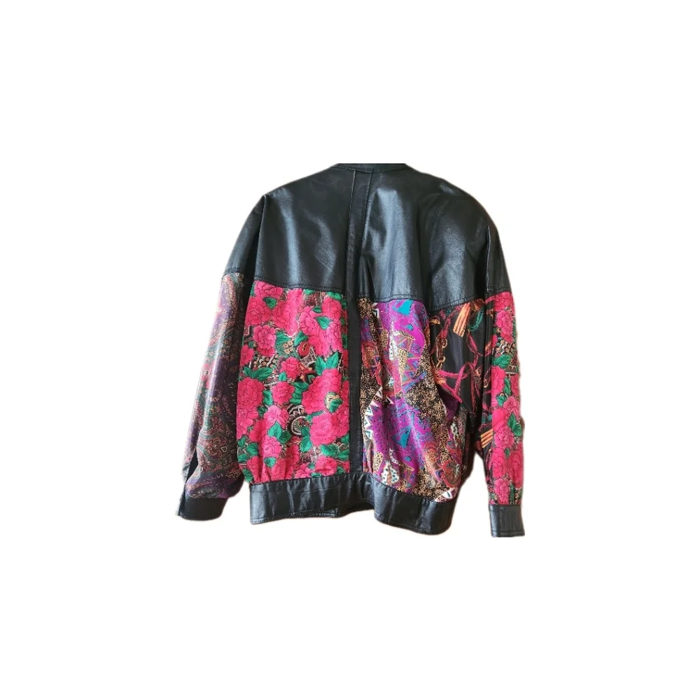 Women's Floral Leather Pelle Spring Jacket size M - Picture 9 of 10